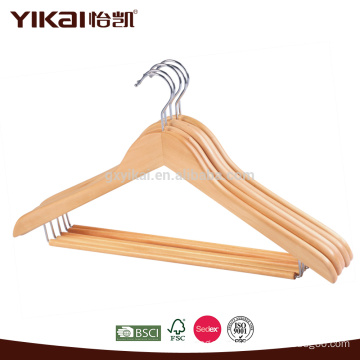 Round locking bar curved shirt wooden clothes hanger